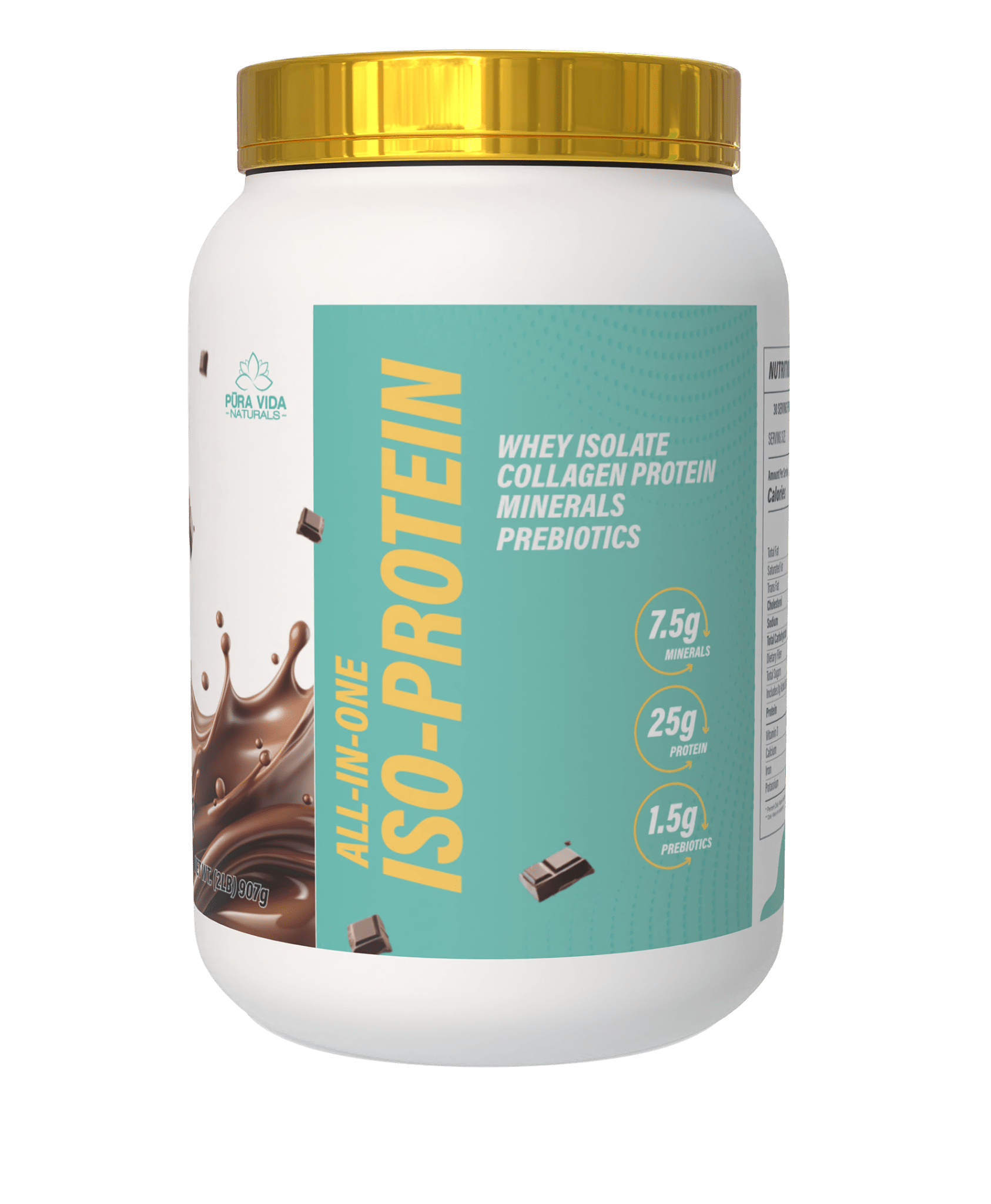 Pura Vida Naturals All - In - One ISO PROTEIN w/ Collagen, probiotics and coconut water powder 2LBS - Probodywarehouse