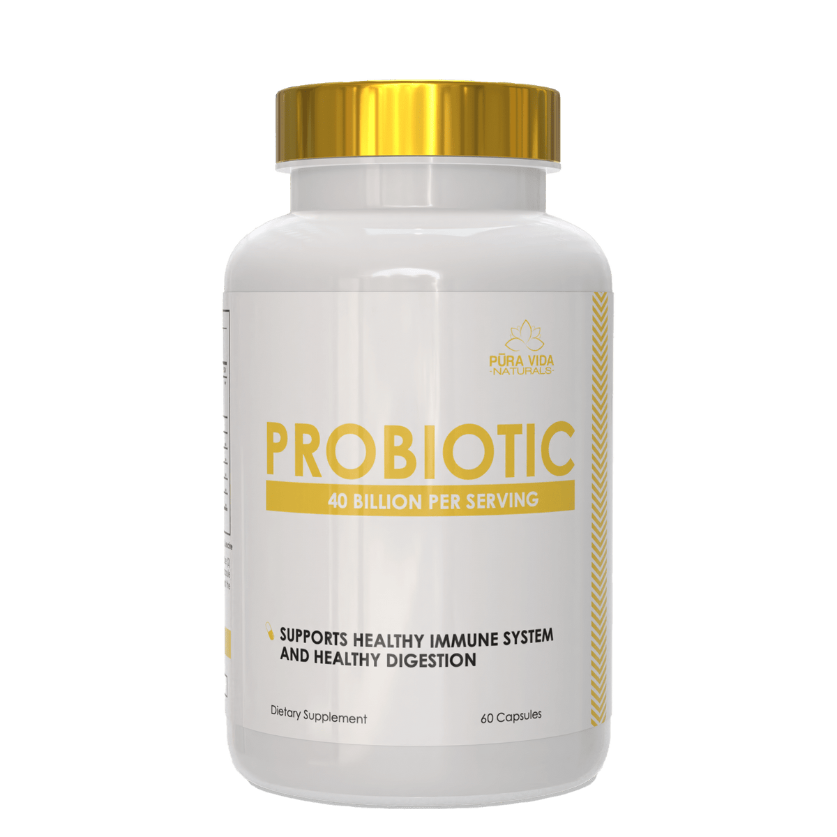 Pura Vida Naturals Probiotic Capsules – 40 Billion CFU for Digestive Health, Immune Support & Inflammation Reduction - Probodywarehouse