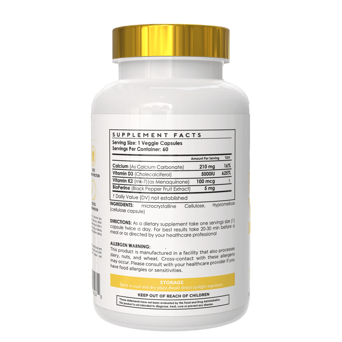 Pura Vida Naturals Vitamin K2+D3 – 5,000 IU Vitamin D3 &amp; 100 mcg Vitamin K2 for Bone Health, Heart Support &amp; Immunity - Probodywarehouse
