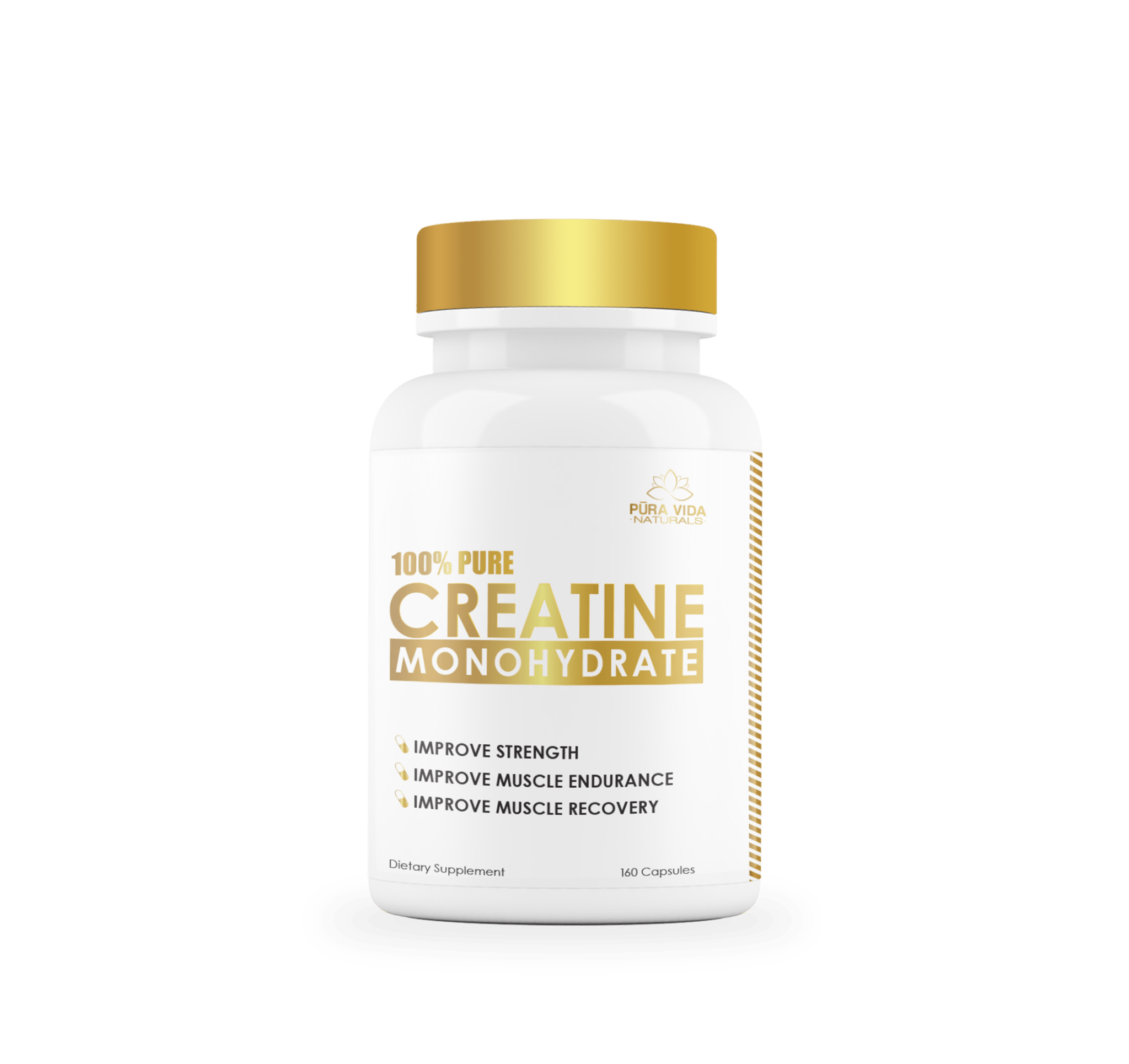 PuraVida Micronized Creatine Monohydrate Capsules – 160 Count for Strength, Muscle Growth & Recovery - Probodywarehouse