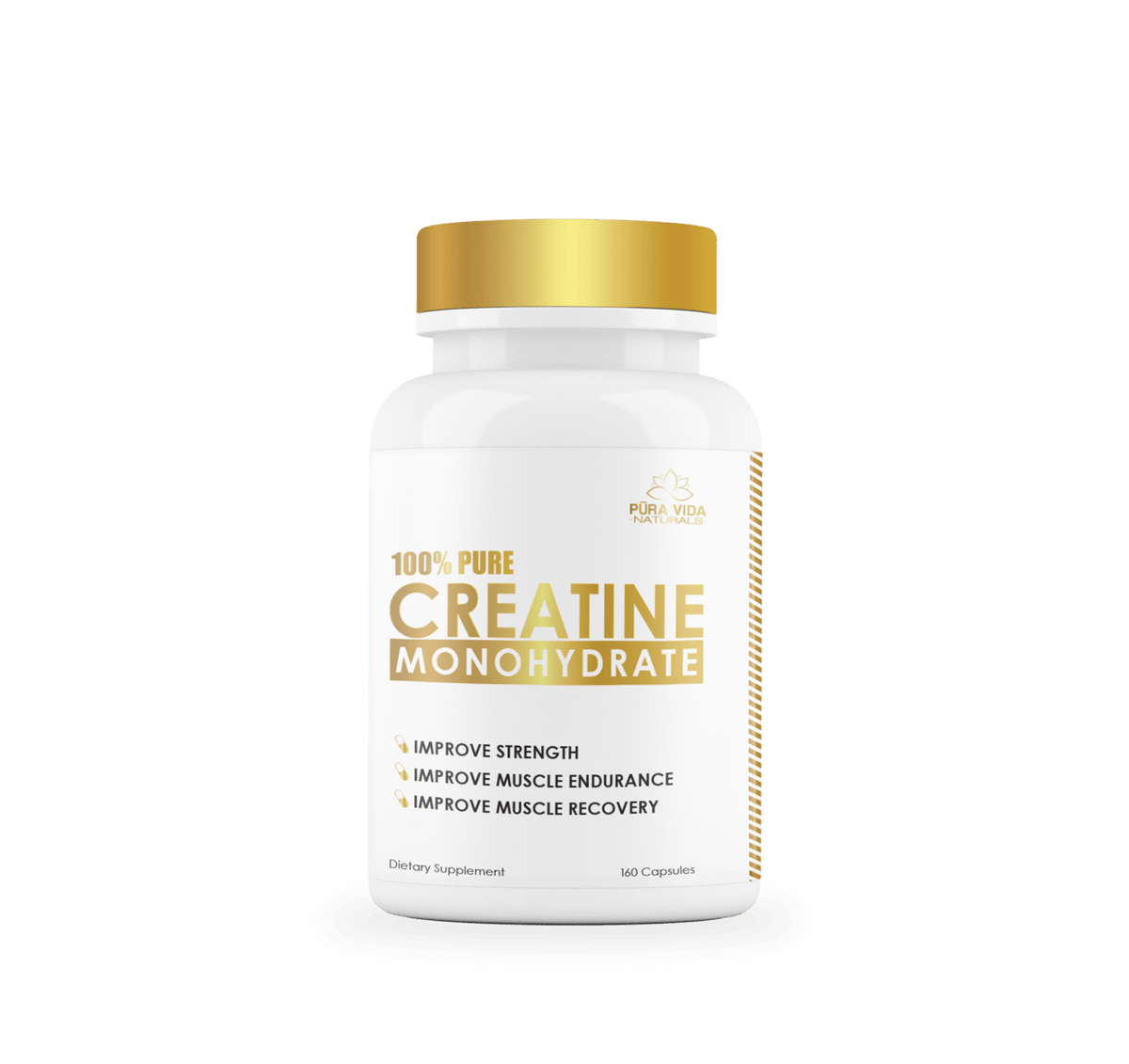 PuraVida Micronized Creatine Monohydrate Capsules – 160 Count for Strength, Muscle Growth & Recovery - Probodywarehouse