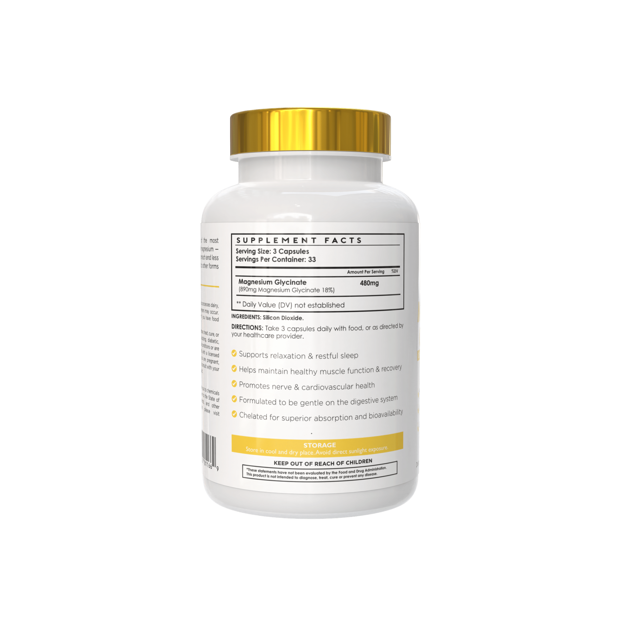 PURAVIDA NATURALS MAGNESIUM GLYCINATE 100ct (no oxide) - Probodywarehouse