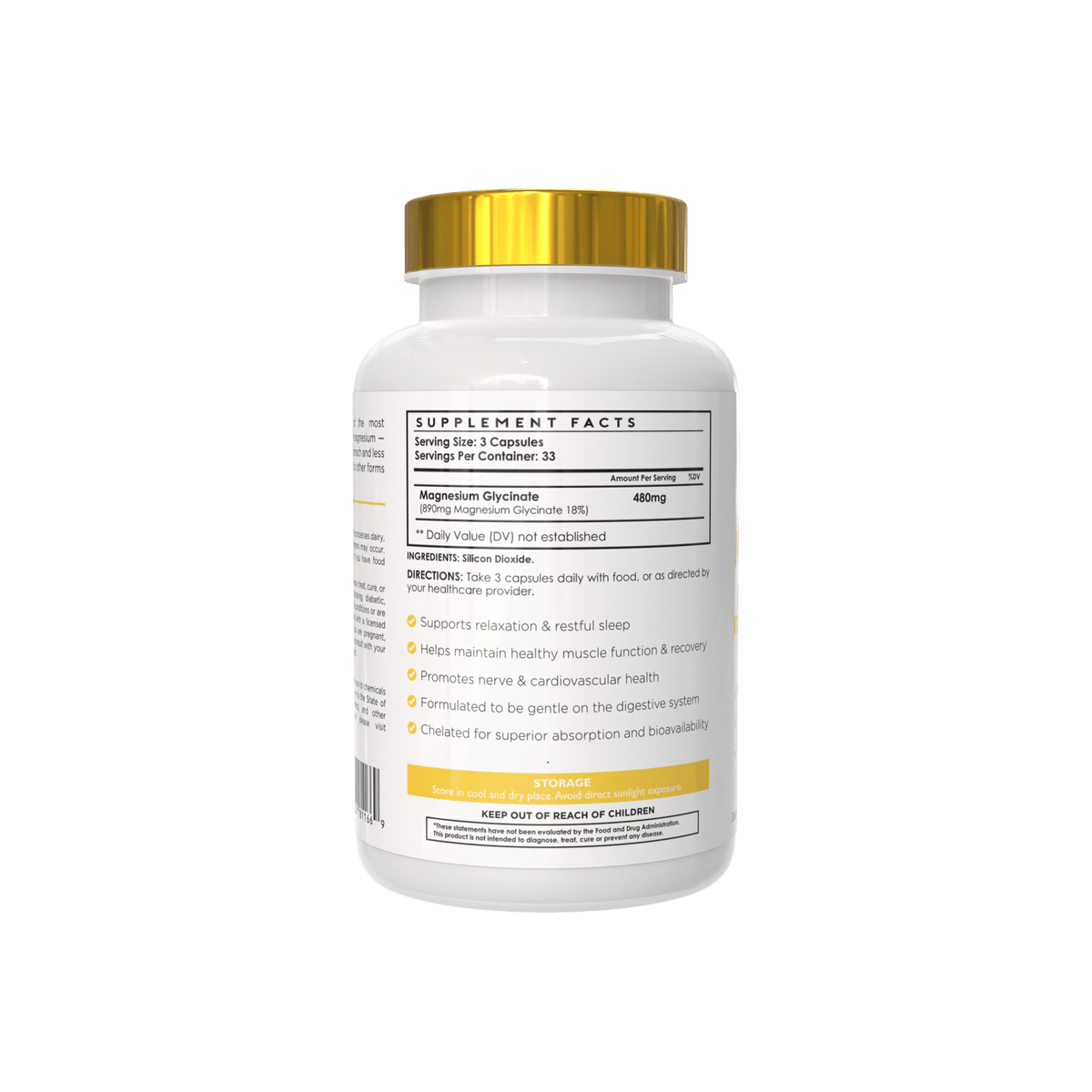 PURAVIDA NATURALS MAGNESIUM GLYCINATE 100ct (no oxide) - Probodywarehouse