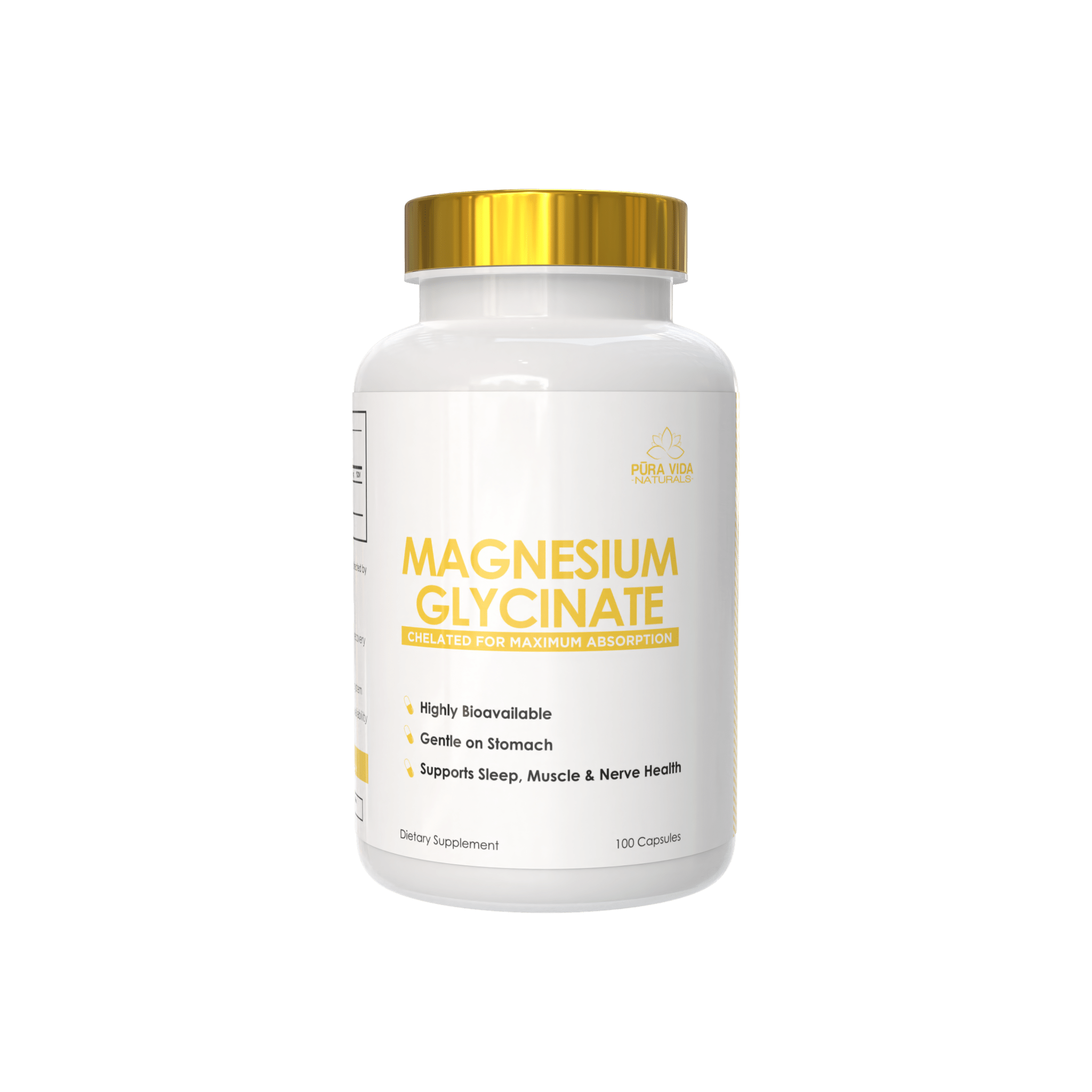 PURAVIDA NATURALS MAGNESIUM GLYCINATE 100ct (no oxide) - Probodywarehouse