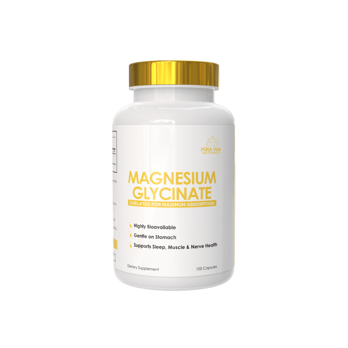 PURAVIDA NATURALS MAGNESIUM GLYCINATE 100ct (no oxide) - Probodywarehouse