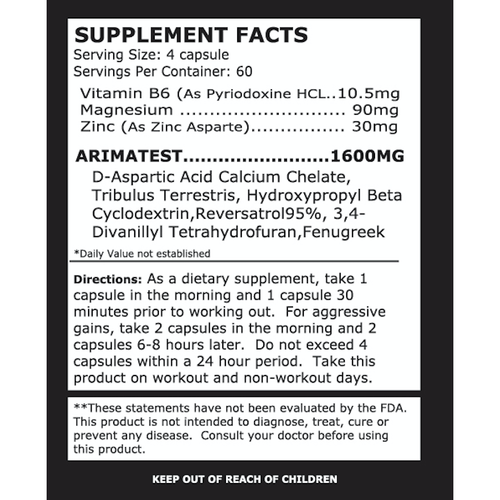 ASN ARIMATEST 120ct Natural Testosterone Booster - Probodywarehouse